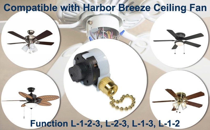 HQRP 3-Speed Ceiling Fan Switch, 4-Wire, Function L-1-2-3, L-2-3, L-1-3, L-1-2 gallery
