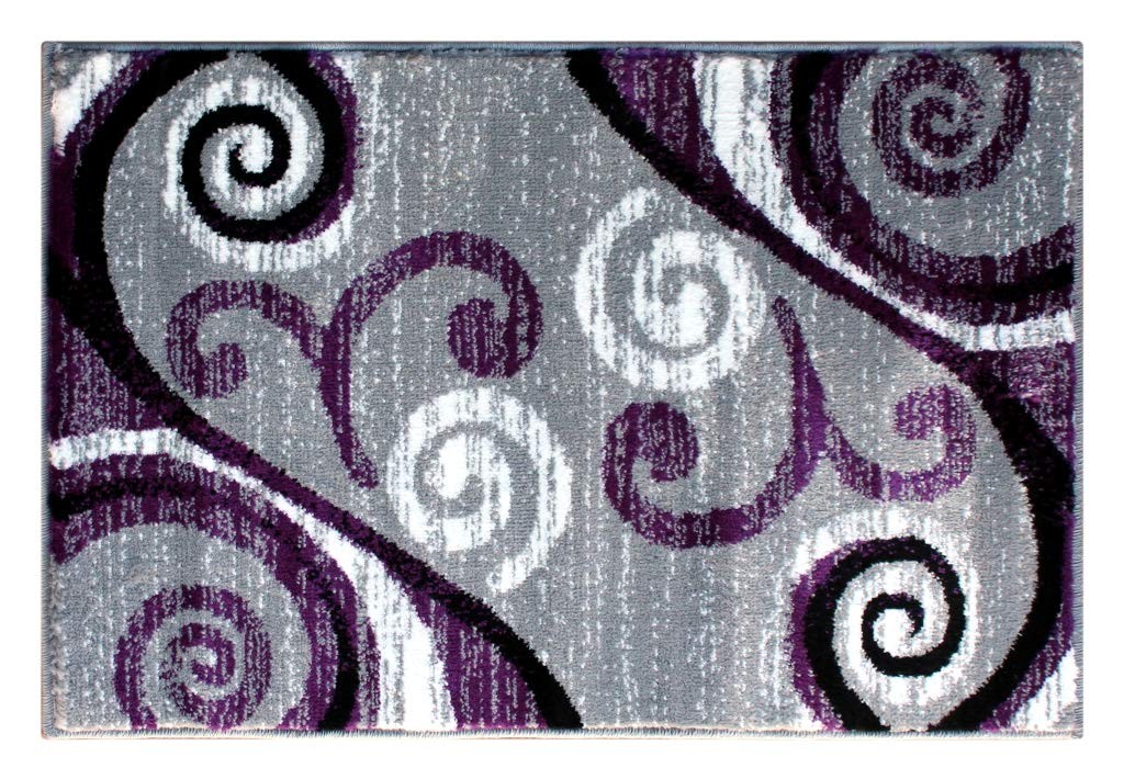 , Stephanie Collection Area Rug Modern Contemporary Design 1100 Purple Grey W... gallery