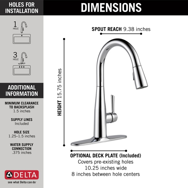 Delta Essa Pull-Down Kitchen Faucet Chrome-Certified Refurbished gallery
