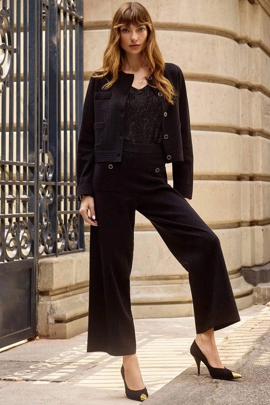 Joseph Ribkoff Black Crew Neck Button Front Jacket 253983-R gallery