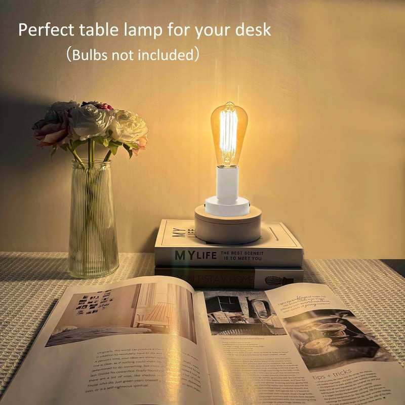 White Metal E26/E27 Screw Light Socket with 15FT Extension Cord, Hanging Light C gallery