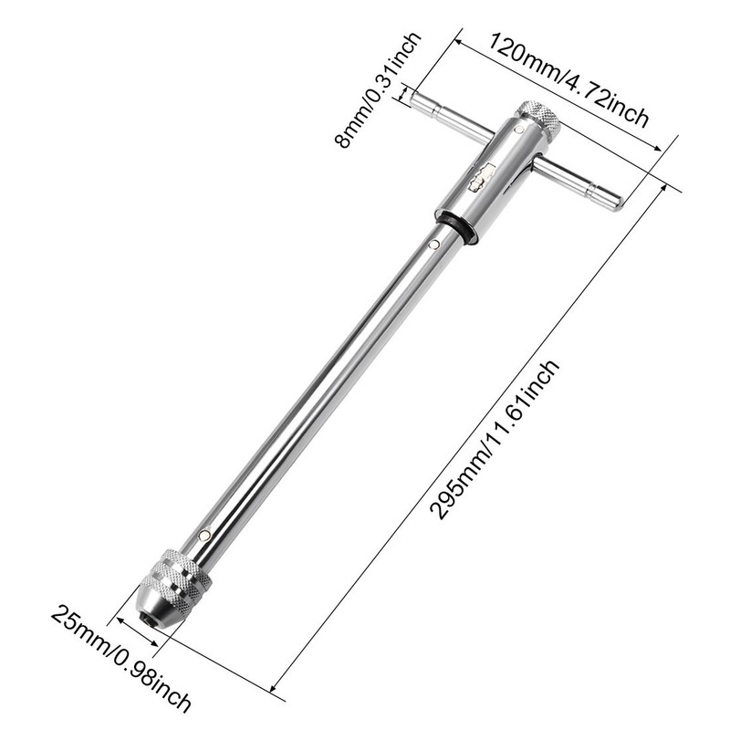 1PCS T-Handle Tap Wrench Handle M5-M12 295mm Body Extended Length Adjustable gallery