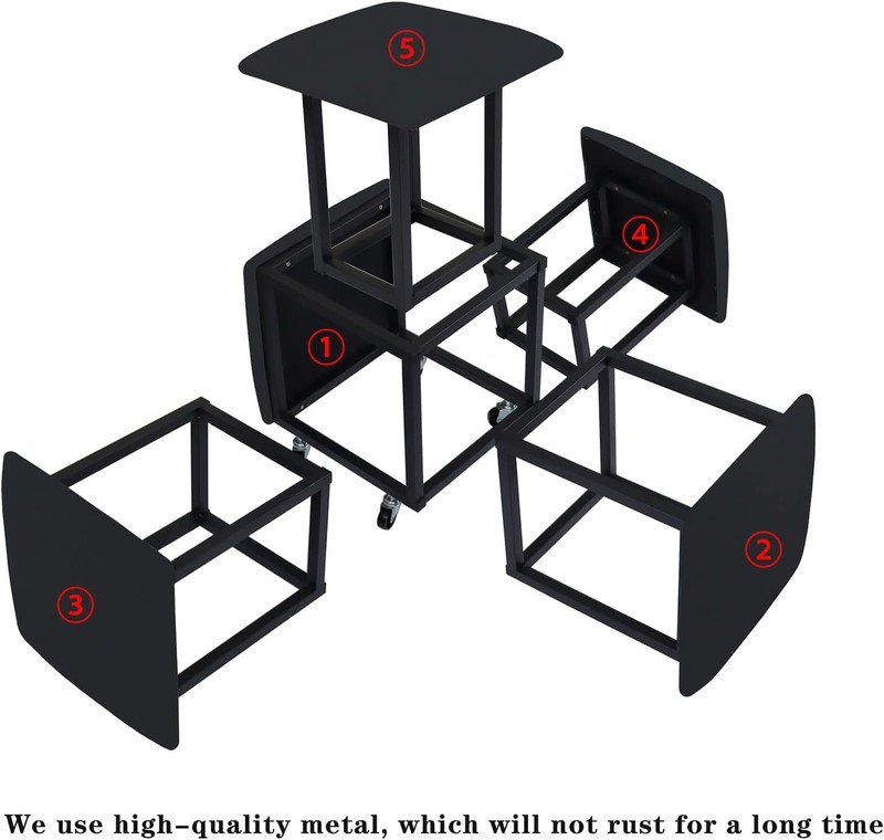 5 in 1 Nesting Ottoman Cube Chair, Stackable Stools, Leather Square Ottoman Benc gallery