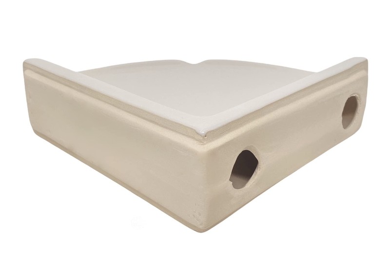 Tenedos Bone Glazed Ceramic Corner Shower Shelf, Large, 8.5" x 8.5" gallery
