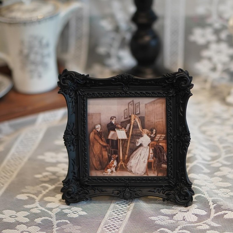 Vintage Picture Frames 4x4 Black Antique Ornate Picture Frame Tabletop and Wall gallery
