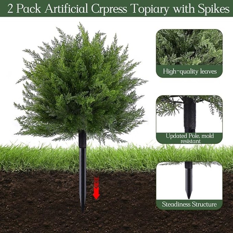 2Pc Artificial Cypress Topiary Tree Fake Faux Cedar F Porch Outdoor UV Resistant gallery