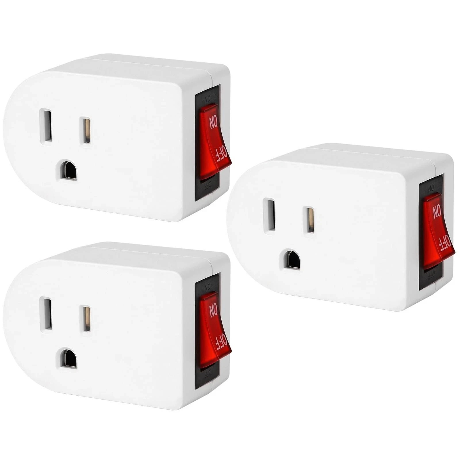 3 Pack 3 Prong Grounded Outlet with On/off Switch Wall Tap Adapter Power Switch gallery