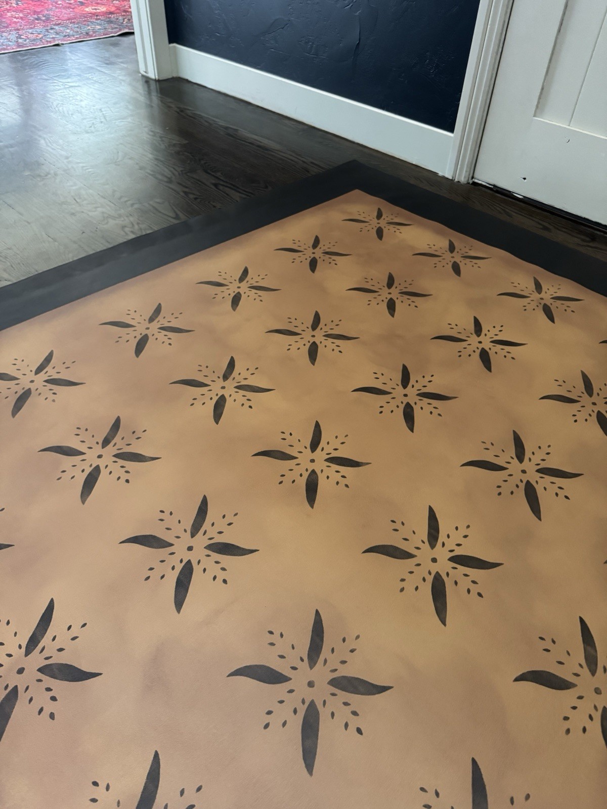 Hand Painted Floor Cloth, size 4’x6’ Wipeable Floorcloth Area Rug. So Durable gallery