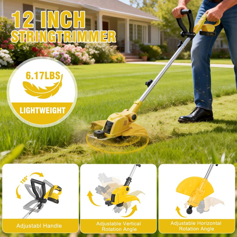 2-IN-1 Electric Cordless Grass String Trimmer Lawn Edger Weed Wacker Cutter USA gallery