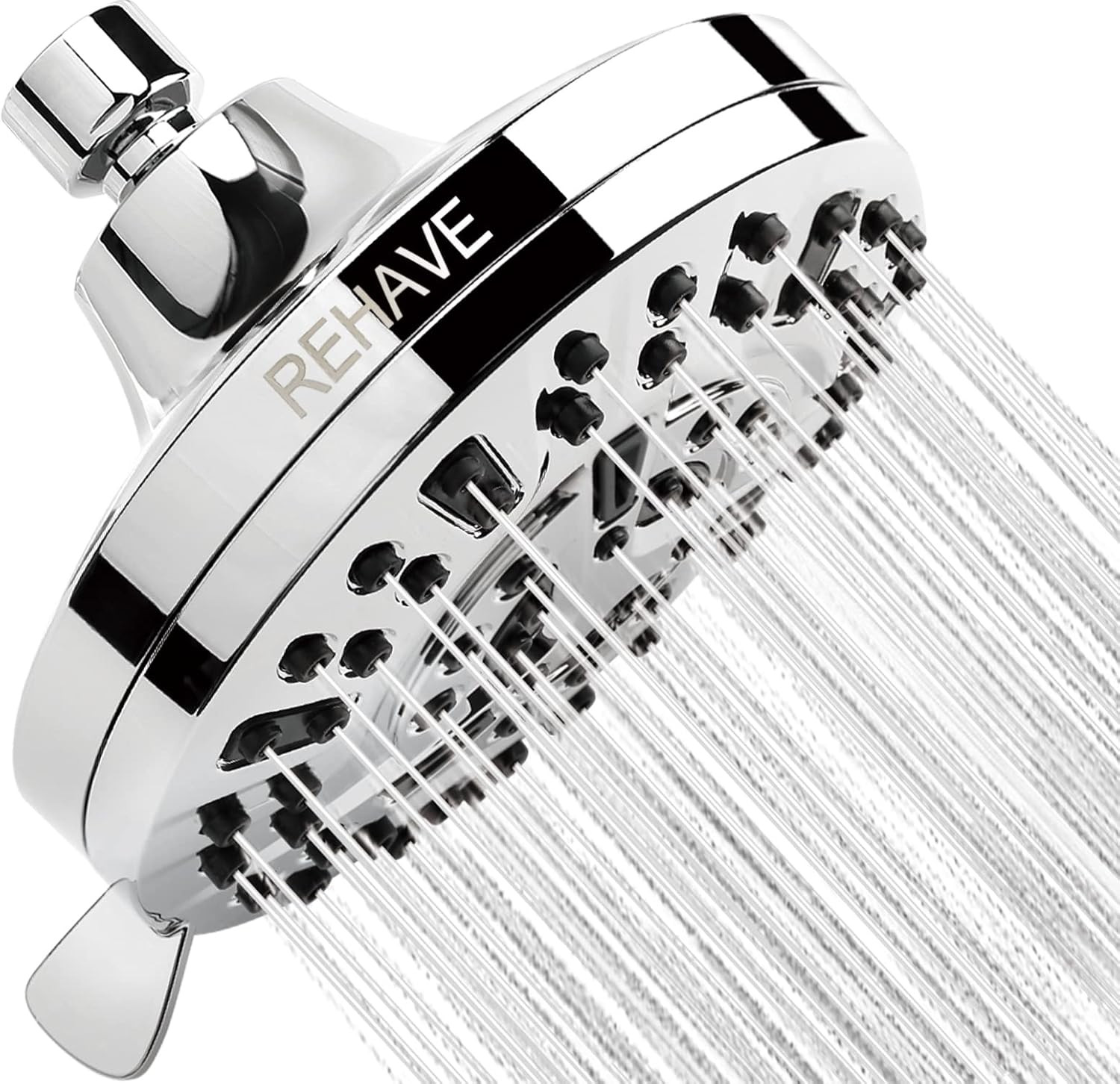 5.1-Inch Rainfall Shower Head with 63 Jets, 8 Spray Modes - Chrome Finish, Brass gallery