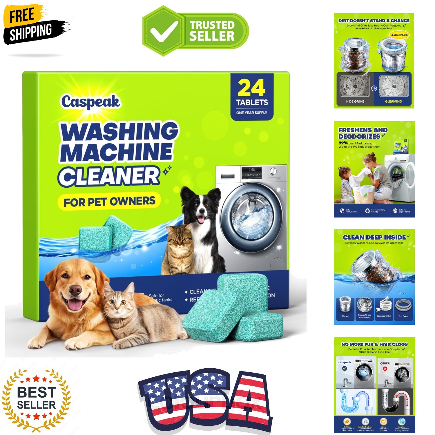 5X Power Deep Cleaning Washing Machine Cleaner Tablets, No More Odor & Pet Fu... gallery