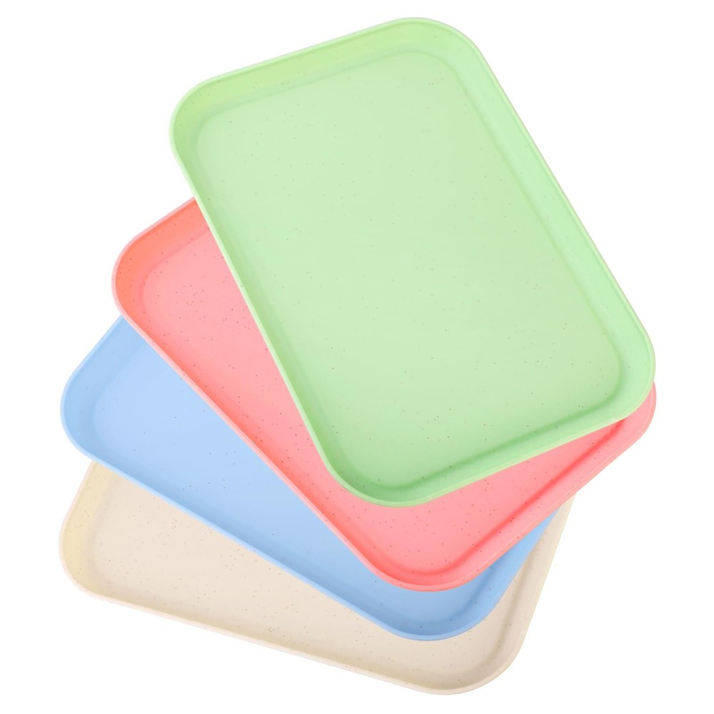 4 Pack Multicolo Plastic Serving Trays for Party Serving Food - Rectangular 8...