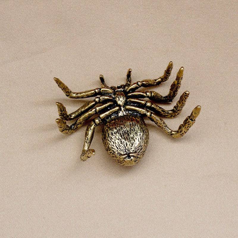 Vintage Solid Brass spider figurine statue sculpture room desktop home decor gallery