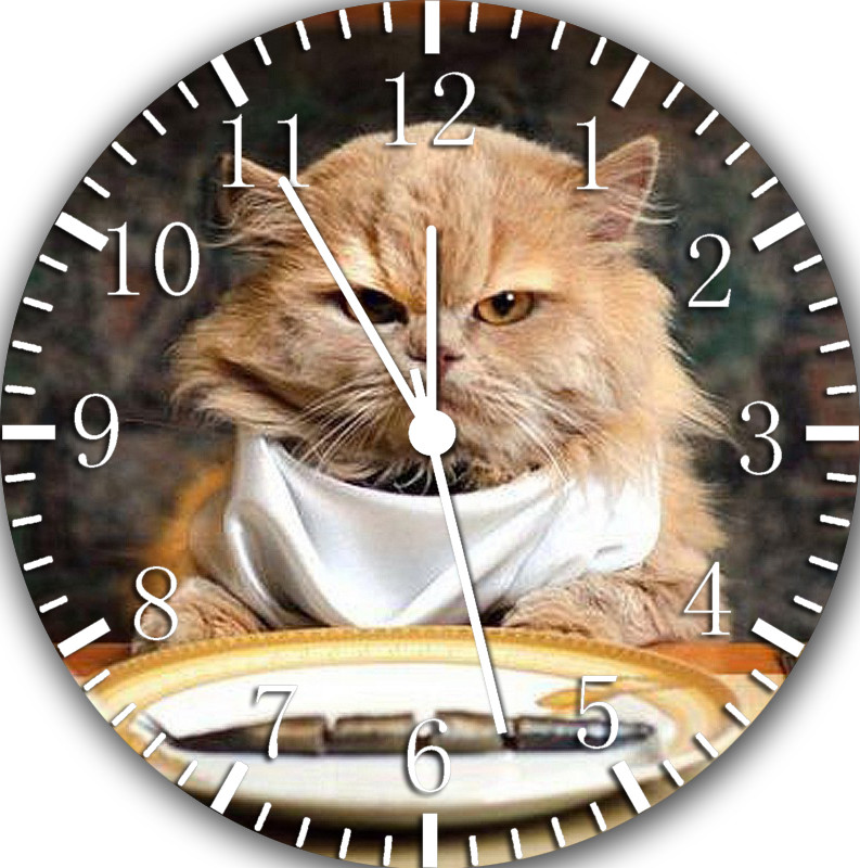Cute Funny Cat Frameless Borderless Wall Clock Nice For Gifts or Decor E303
