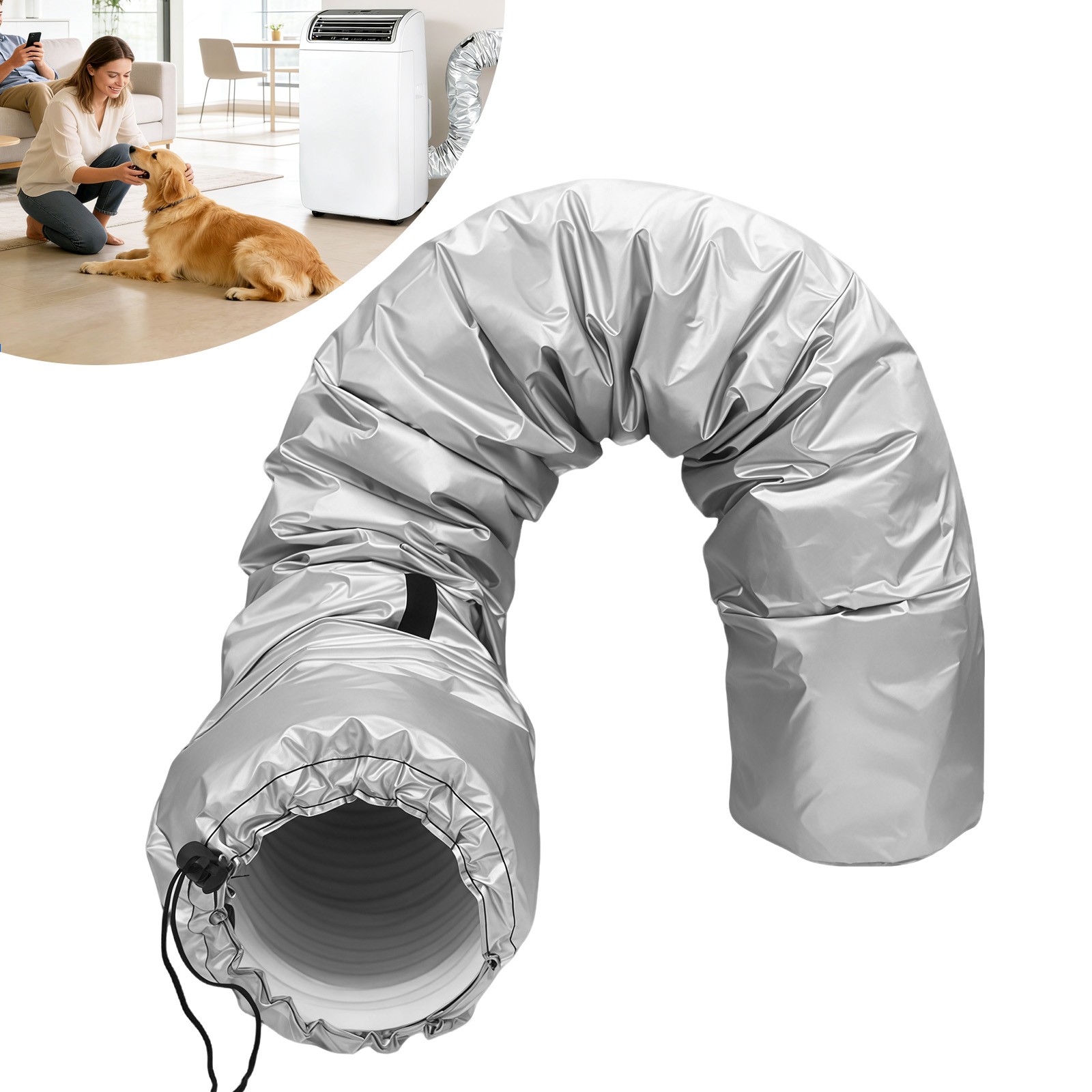 Portable AC Hose Cover Insulation Sleeve 5&5.9" Exhaust Heat Shield Easy Install gallery