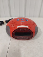 Sony Dream Machine ICF-CD831 CD Player Alarm Clock Radio Red ~Tested Works #3452