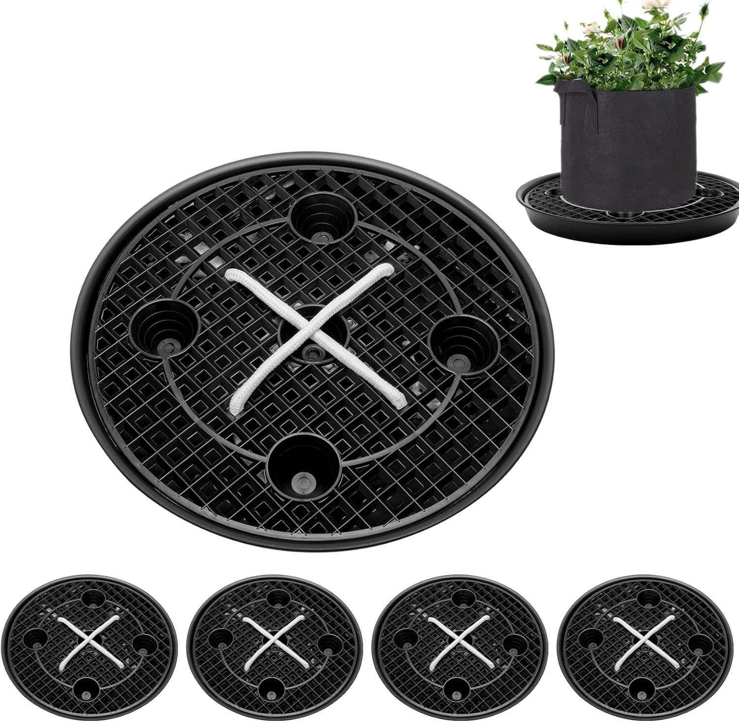 Self-Watering Fabric Pot Base, For Grow Tents, Greenhouses, and Gardens, 4-PCS gallery