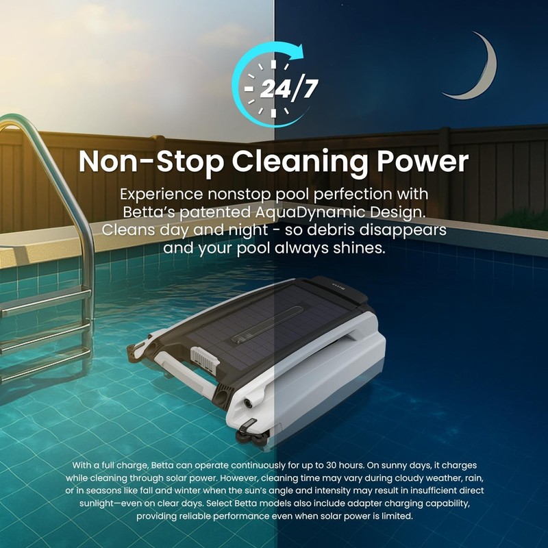 Betta SE Solar Powered Automatic Robotic Pool Surface Skimmer Cleaner with 24/7 gallery