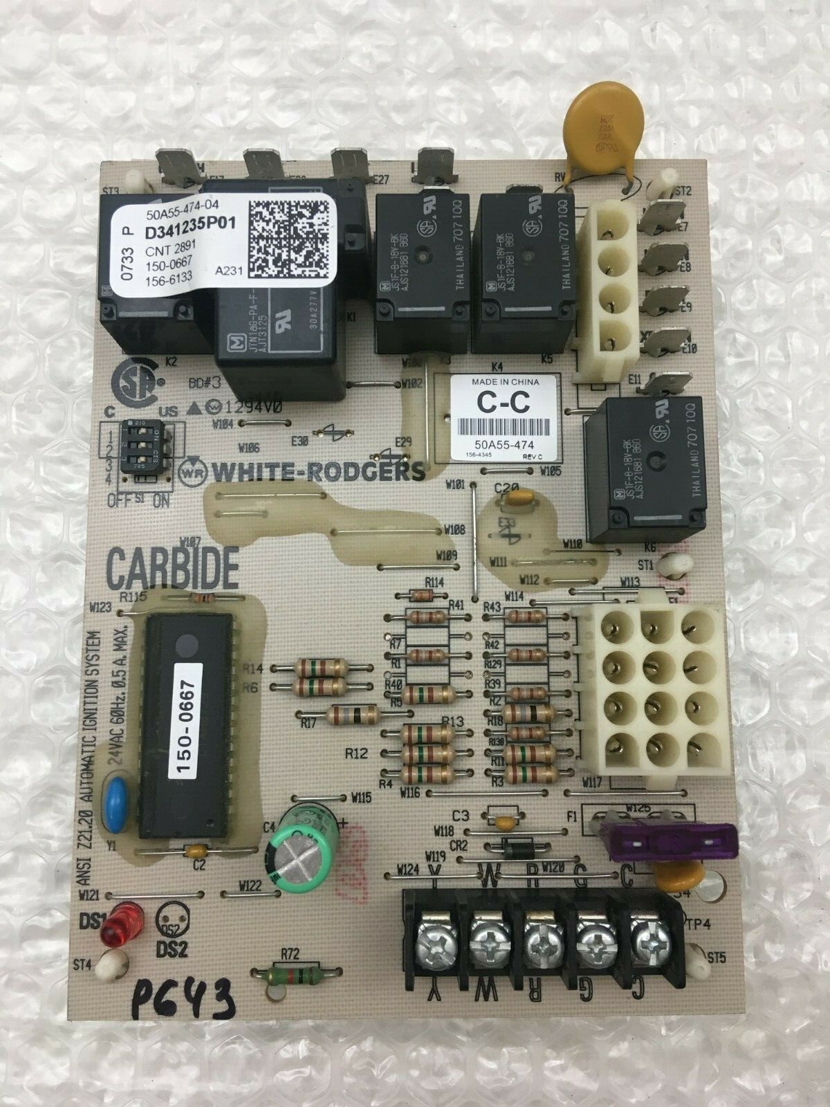 White Rodgers D341235P01 Furnace Control Circuit Board 50A55-474 used #P643 gallery