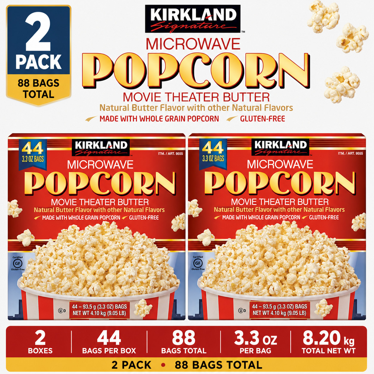 2-Pack Kirkland Signature Microwave Popcorn, 3.3 oz, 44-count gallery
