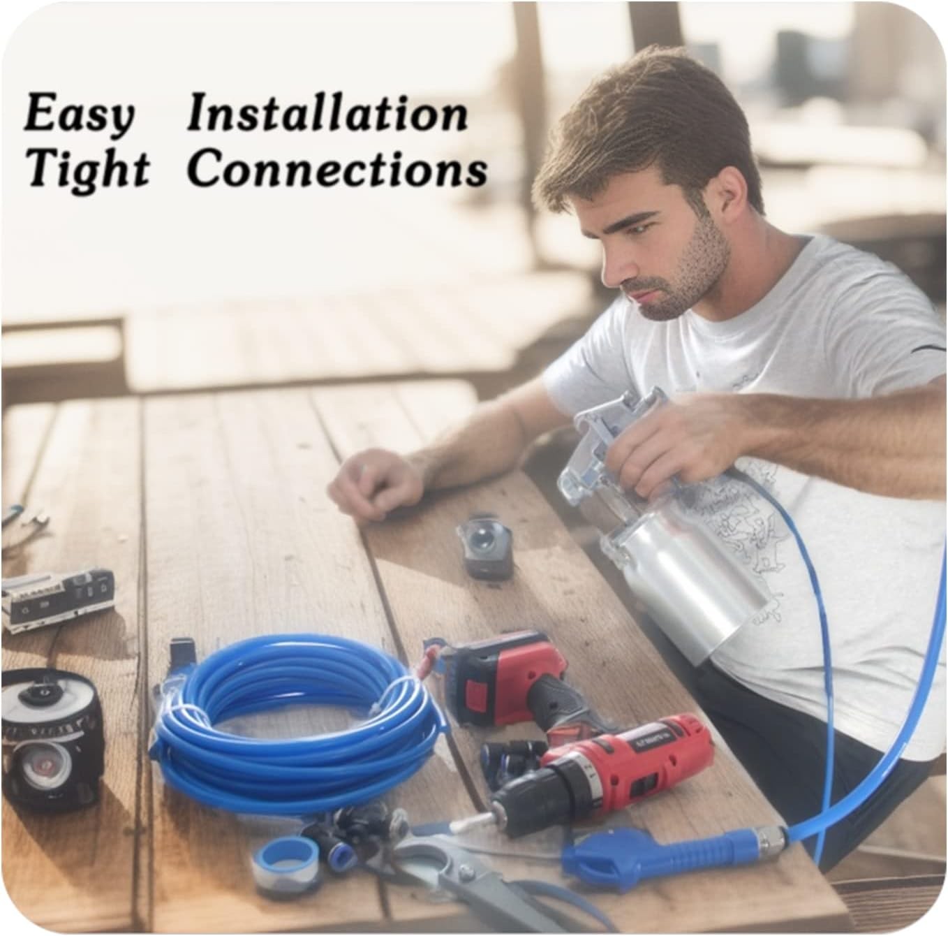 Pneumatic Tubing Blue Polyurethane PU Air Hose Pipe Tube Kit 6mm x 10M, gallery