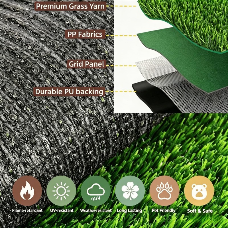 turfloid Artificial Grass Table Runner Rug 1 ft x 6 ft, 1 x 6 Green gallery