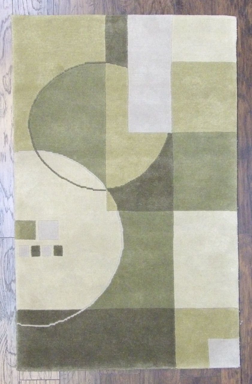 Modern Geometrical Design 4'0"x6'0" Hand-knotted Rug -w365 gallery