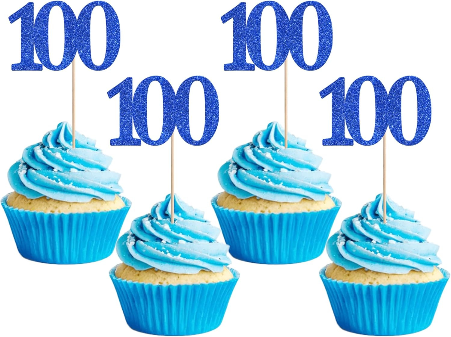 36 Pack Number 100 Cupcake Toppers Glitter Cheers to 100 Years gallery
