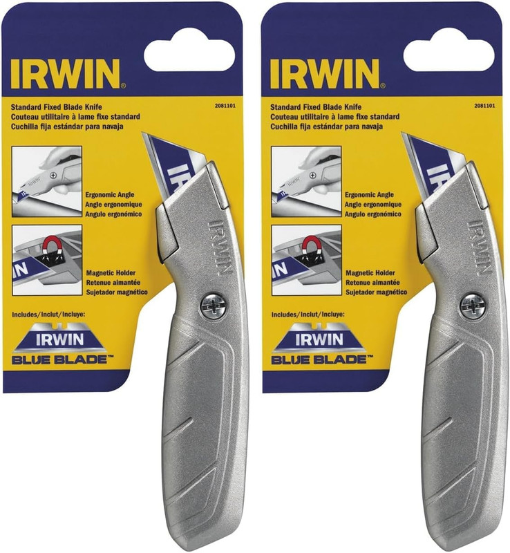 IRWIN Utility Knife, Fixed Blade Gray 2 Pack - Utility Knife - Irwin Blue Blade gallery