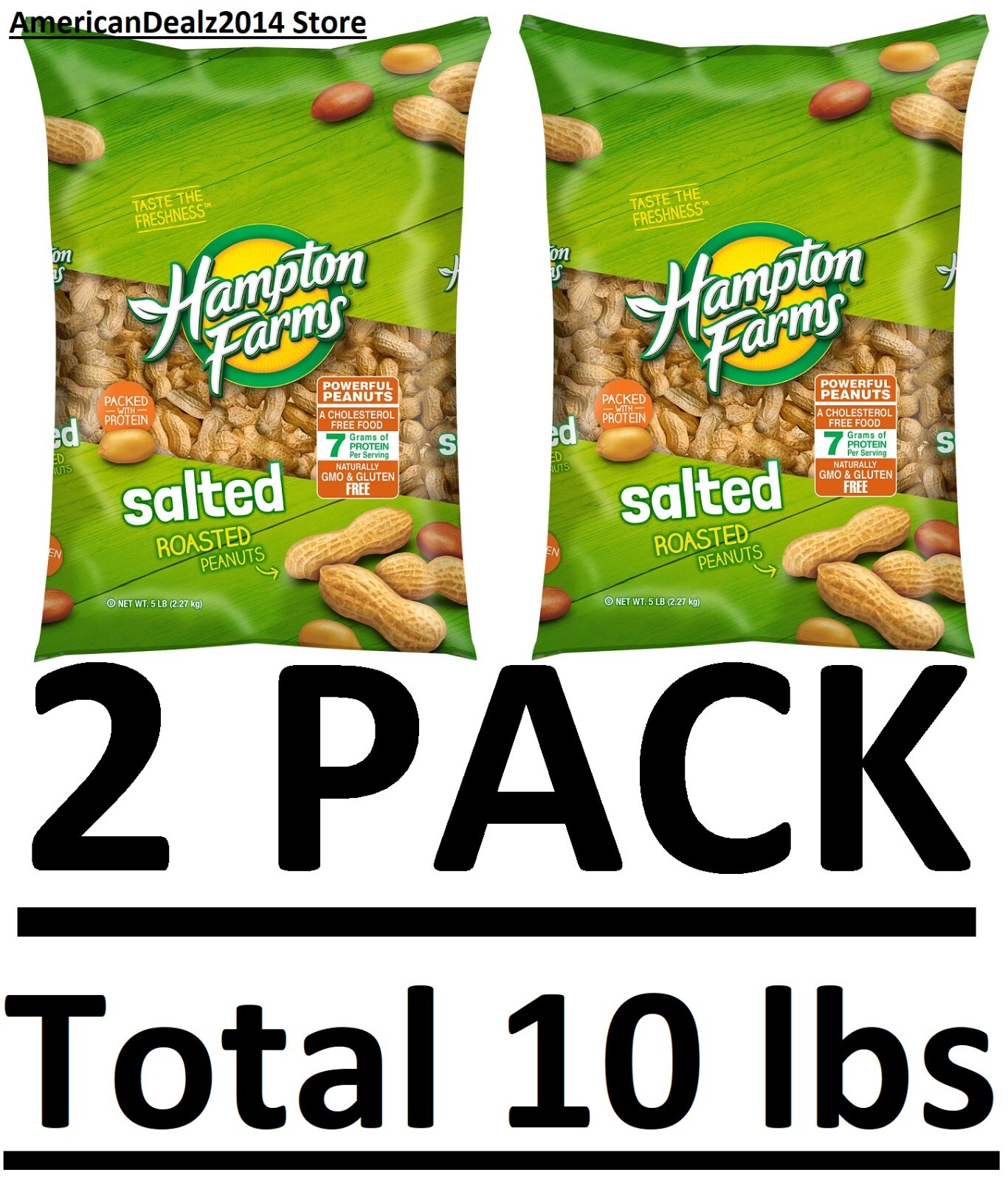 2 PACK - Hampton Farms Salted In-Shell Peanuts - 5 lbs (Total 10 lbs) gallery