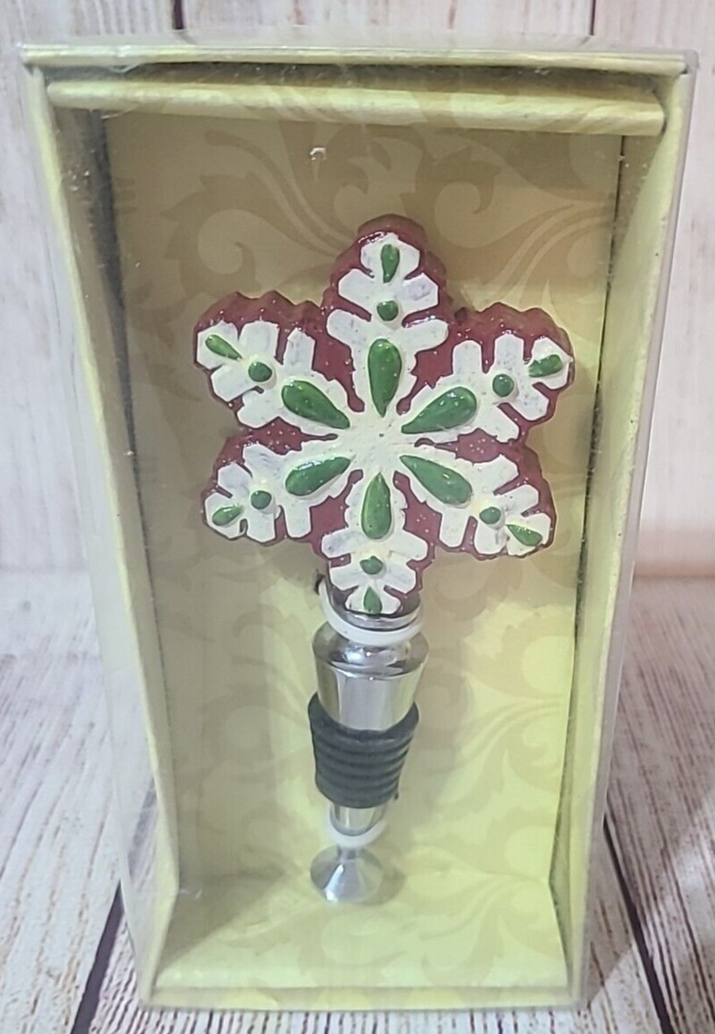 Cypress Home Holiday Snowflake Bobblehead Bottle Stopper Red Green White New gallery