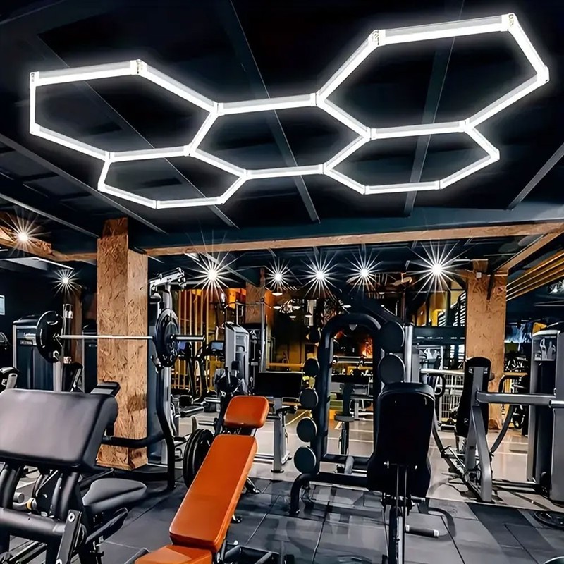 5 Grid LED Hexagonal Garage Light DIY Ceiling Light for Warehouse Workshops Gyms gallery
