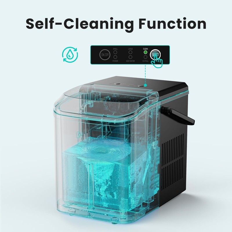 Countertop Ice Maker Machine with Handle, Auto-Cleaning, 26lbs in 24Hrs, 2 Sizes gallery