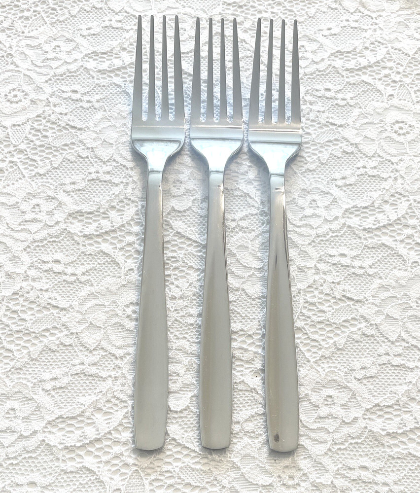 (3) Cambridge UNKNOWN PATTERN 8 1/8" Stainless Dinner Forks ~ FREE SHIPPING