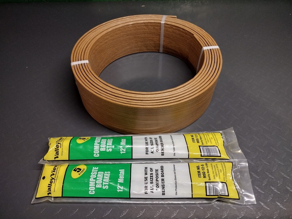 Composite Edging with Extra Anchor Stakes 20 Ft. X 3.5 In. Light Brown