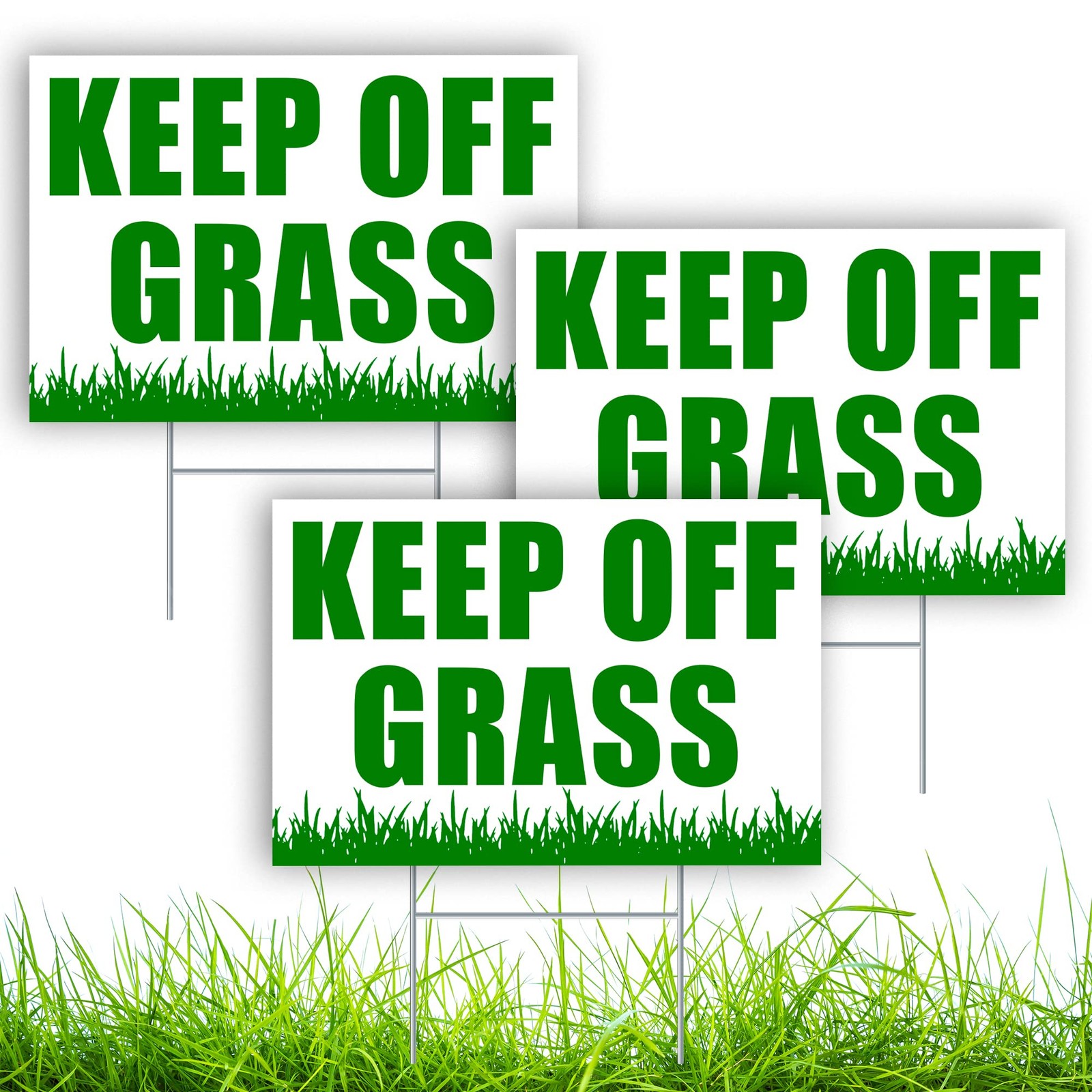 3 Pcs Keep Off Grass Signs with Stakes Do Not Walk On Grass Signs for Yard Lawn gallery
