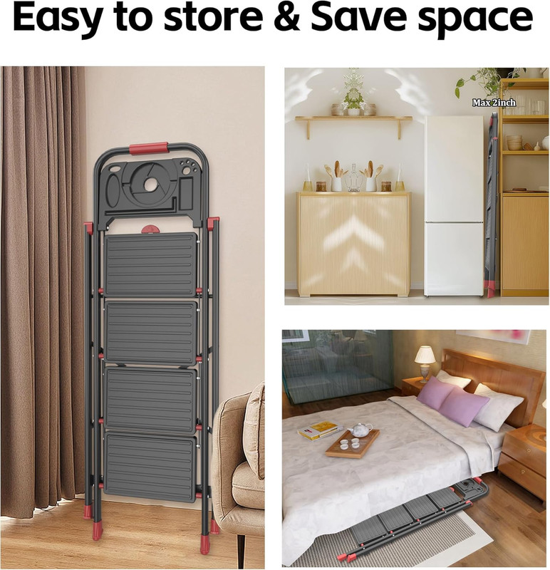 4 Step Foldable Step Ladder with Mutifunctional Tool Tray, Platform Ladders Step gallery