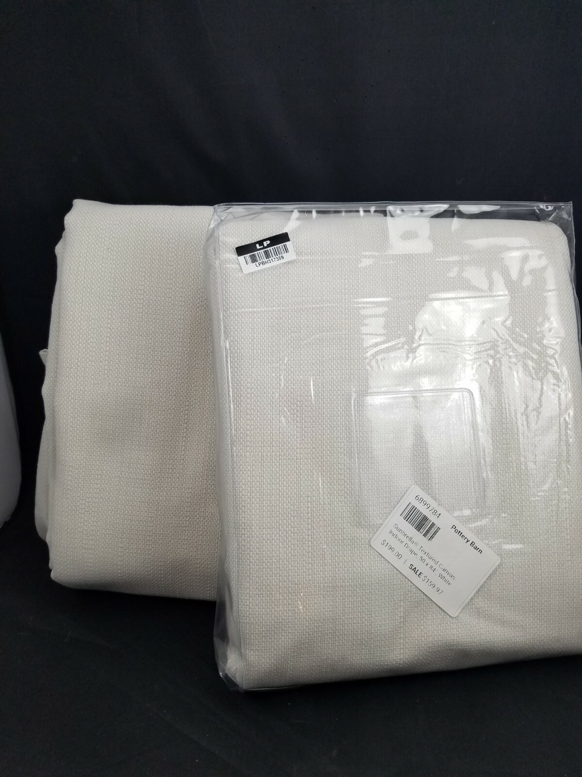 Pottery Barn Sunbrella Textured Canvas Indoor Panels Drapes White 84" S/ 2 #2818 gallery