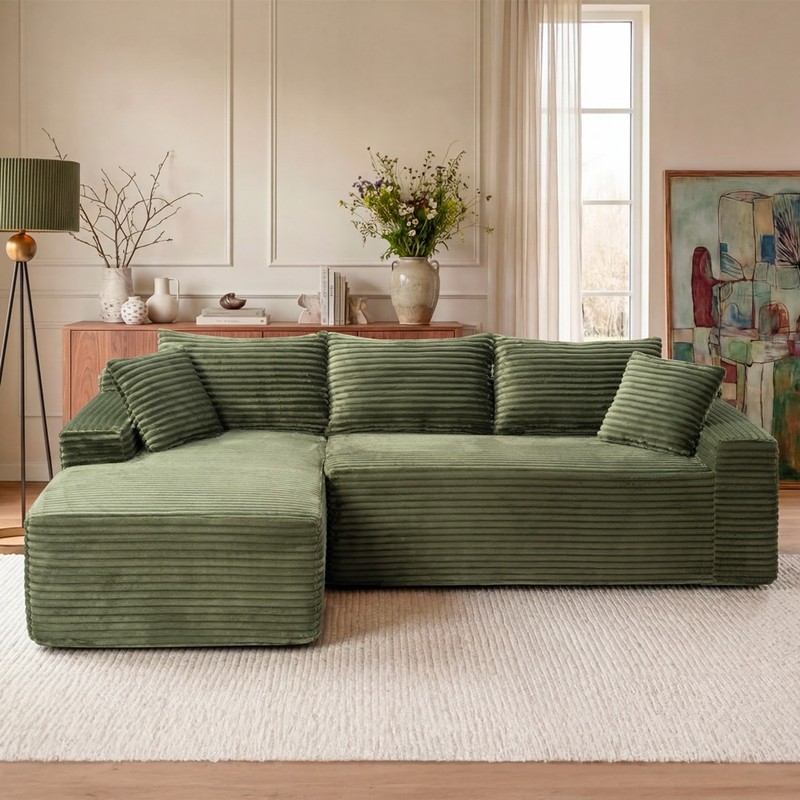 Sectional Sofa Couch with Left Chaise,3 Seater Sofa Modular Boneless Sofa Lounge gallery