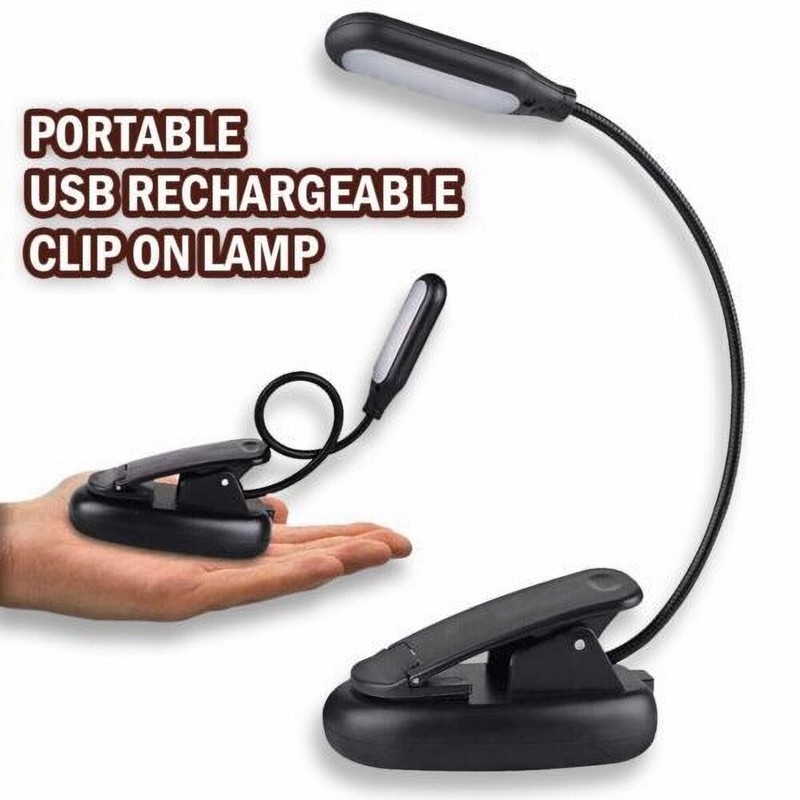 Small Table LED Reading Book Light USB Rechargeable Flexible Clip Desk Lamp USA gallery