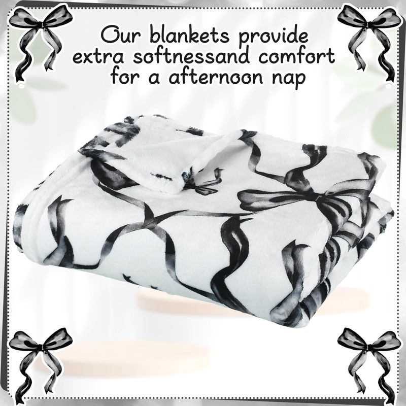 Buryeah Black Bow Throw Blanket Valentine's Day 50 x 60 inches, gallery