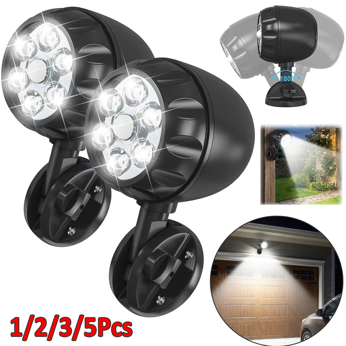 Battery Operated Motion Outdoor Bright Lights 6 LEDs 800 Lumen Wall Mount Light gallery