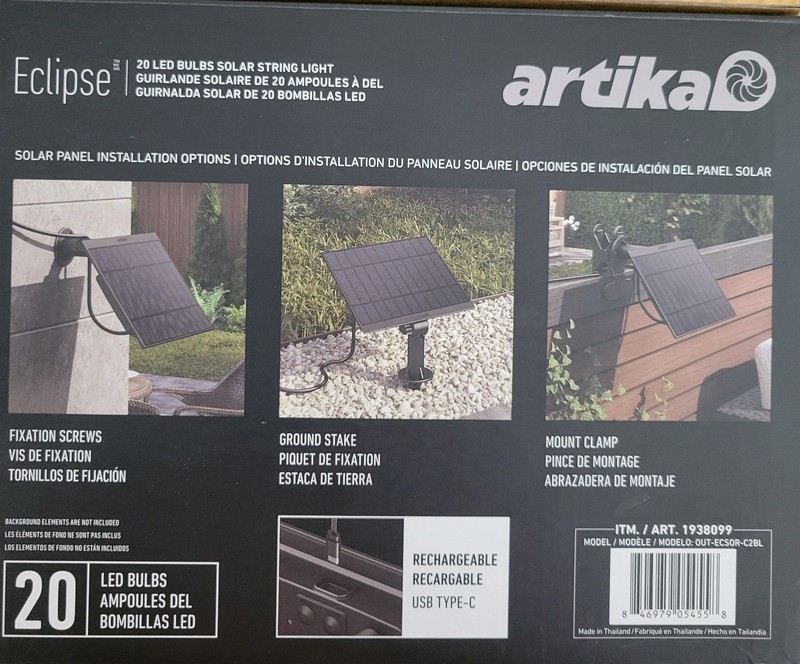 Artika Eclipse Solar LED String Light 20 Bulbs 42ft Outdoor #8099 gallery