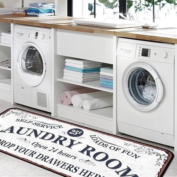 72x24 in Laundry Room Runner Rug, Modern Non Skid Machine Washable Area Rug gallery