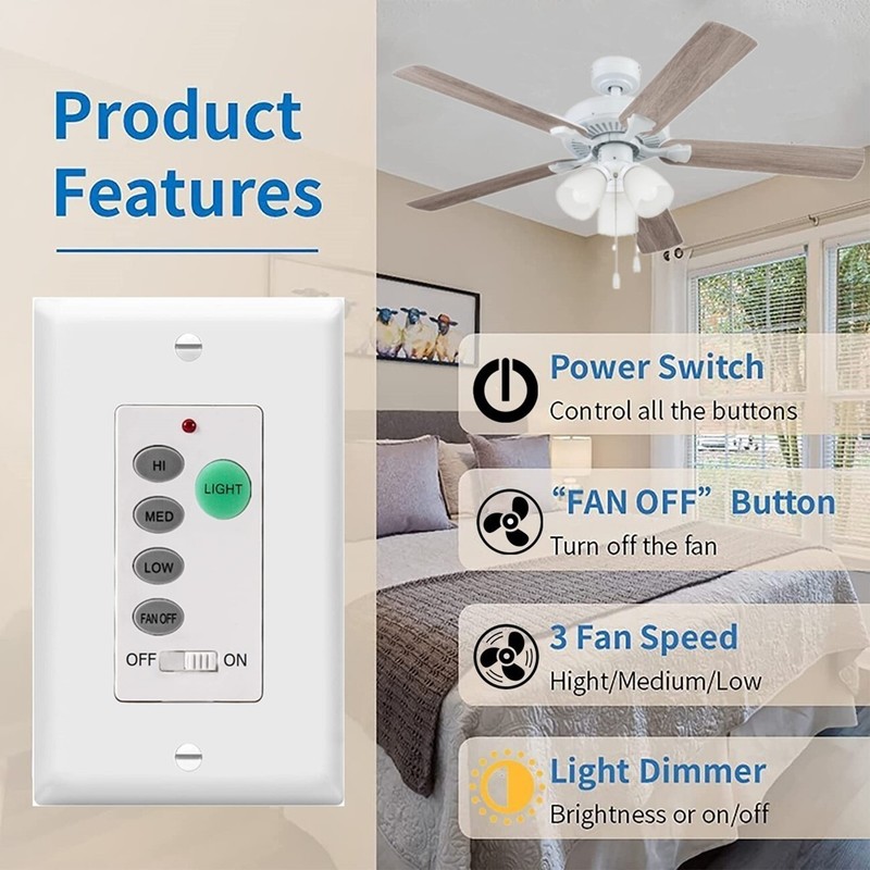 Ceiling Fan Wall Remote Control for Hampton Bay Harbor Breeze Hunter UC9050T gallery