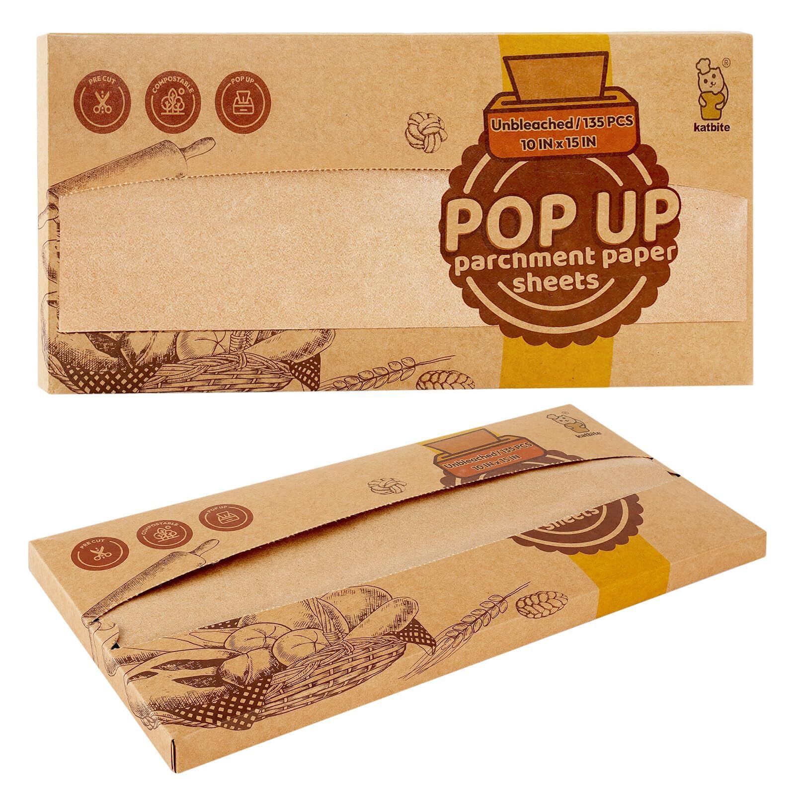 135Pcs 10x15" Pop-Up Parchment Paper Sheets 45gsm Heavy Duty Non-stick gallery