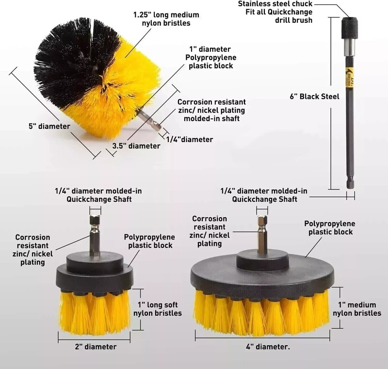 Drill Brush Set Power Scrubber Drill Attachments for Carpet Tile Grout Cleaning gallery