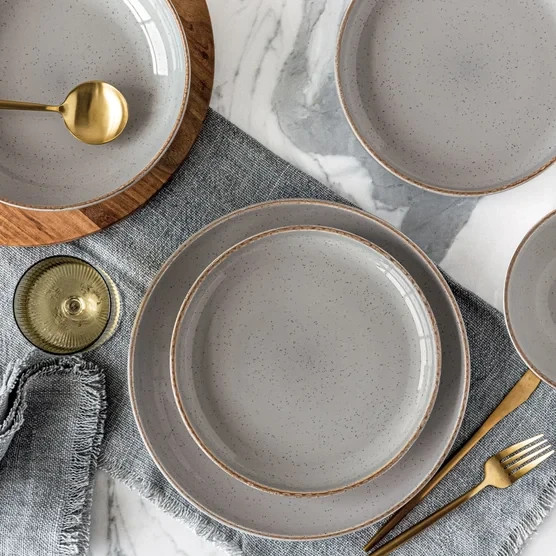 DISHES DINNERWARE PLATE AND BOWL DINNER SET PLATES SETS FOR 4 OVER AND BACK 16PC gallery