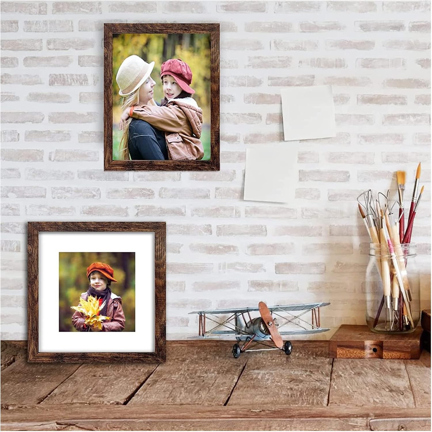11x14 Picture Frame Rustic Brown Wood Set of 11X14-6PCS, gallery