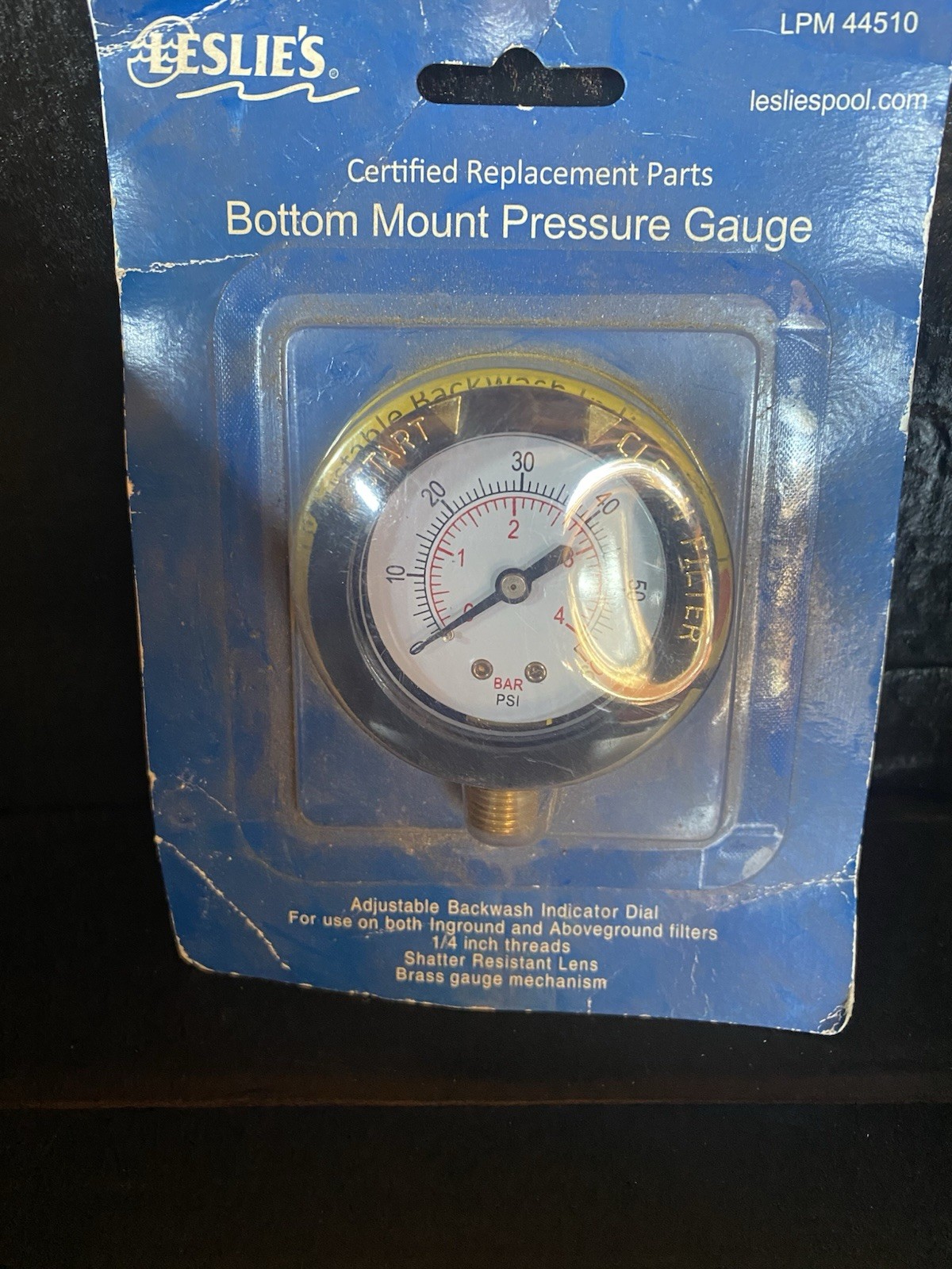 Leslie's Pool Mart LPM44510 Bottom Mount Pressure Gauge NEW! gallery